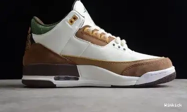 Dark White Brown Jordan Retro 3 Green Air SE Shoes 398614-500 0426